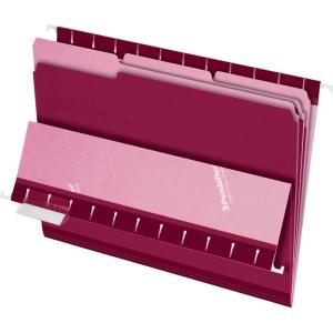 Pendaflex Interior File Folders, 1/3 Cut, Top Tab, Letter Size, Pink, 100 per Box (4210 1/3 PIN)(Burgundy)