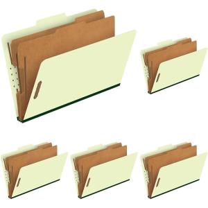 Pendaflex Pressboard Classification File Folders, 2 Dividers, 2″ Embedded Fasteners, 2/5 Tab Cut, Legal Size, Light Green, Box of 10 (17176EE)((Pack of 5))
