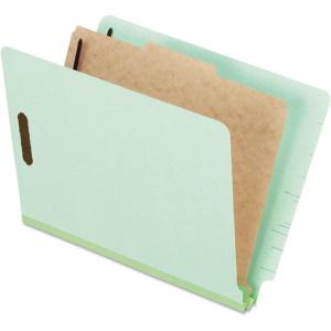 Pendaflex Pressboard End-Tab Classification Folders, Letter Size, 1 Divider, 1.75″ Expansion, Light Green, Straight Cut, 10/BX (23214)(Letter)