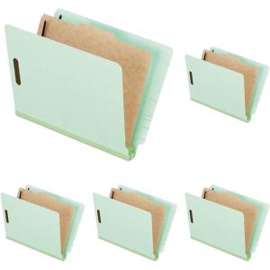 Pendaflex Pressboard End-Tab Classification Folders, Letter Size, 1 Divider, 1.75″ Expansion, Light Green, Straight Cut, 10/BX (23214)(Letter (Pack of 5))