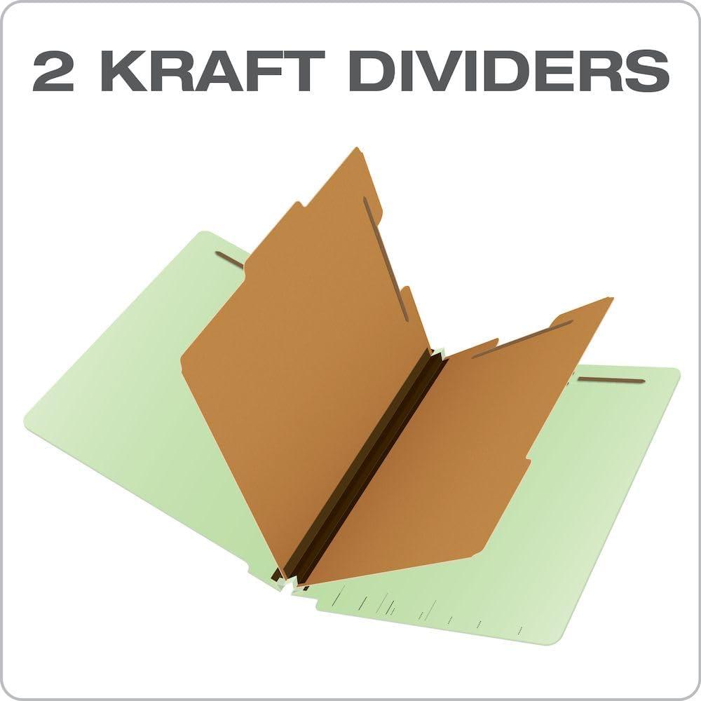 image:imagePendaflex Pressboard EndTab Classification Folders Letter Size 2 Dividers 25 Expansion Light Green Straight Cut Tabs 10BX 23224Letter