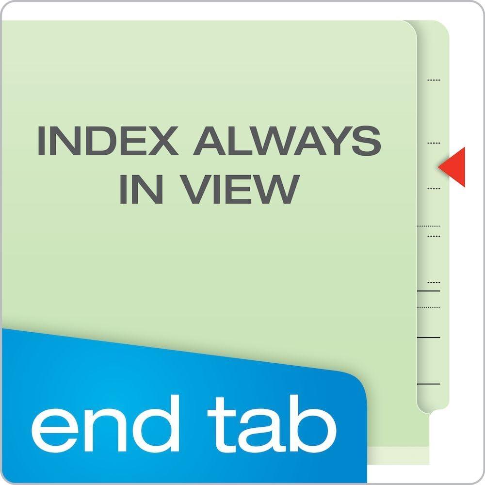 image:imagePendaflex Pressboard EndTab Classification Folders Letter Size 2 Dividers 25 Expansion Light Green Straight Cut Tabs 10BX 23224Letter
