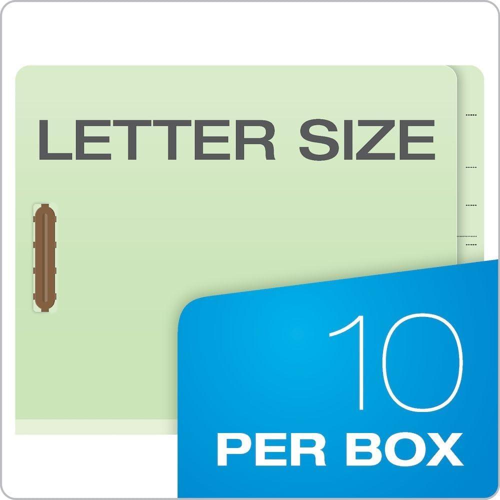 image:imagePendaflex Pressboard EndTab Classification Folders Letter Size 2 Dividers 25 Expansion Light Green Straight Cut Tabs 10BX 23224Letter