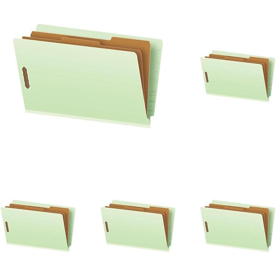 image:imagePendaflex Pressboard EndTab Classification Folders Letter Size 2 Dividers 25 Expansion Light Green Straight Cut Tabs 10BX 23224Letter Pack of 5