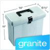 Pendaflex Portable File Box with File Rails, Simple Document Storage, File Bin for Home and Office, Hinged Lid with Double Latch Closure, Granite, 3 Hanging Folders Included, 11″ x 14″ x 6.5″ (41737)