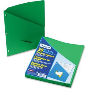 Pendaflex 32925 Essentials Slash Pocket Project Folders, 3 Holes, Letter, Green (Pack of 25)(Letter)
