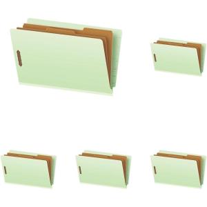 Pendaflex Pressboard End-Tab Classification Folders, Letter Size, 2 Dividers, 2.5″ Expansion, Light Green, Straight Cut Tabs, 10/BX (23224)(Letter (Pack of 5))
