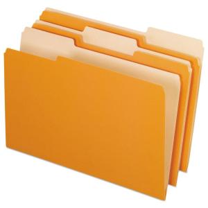 Pendaflex Two-Tone Color File Folders, Legal Size, Orange, 1/3 Cut, 100/BX (153 1/3 ORA)
