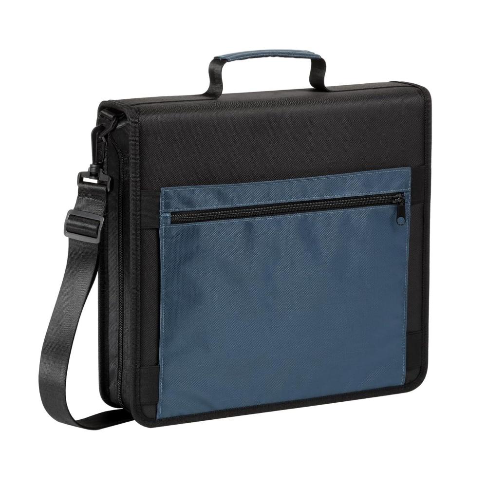 image:imageOxford Zipper Binder with Pockets 3 Inch Round Rings Handle and Removable Shoulder Strap 5Tab Expanding File Black amp Navy 1006343