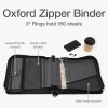 Oxford Zipper Binder with Pockets, 3 Inch Round Rings, Handle and Removable Shoulder Strap, 5-Tab Expanding File, Black & Navy (1006343)