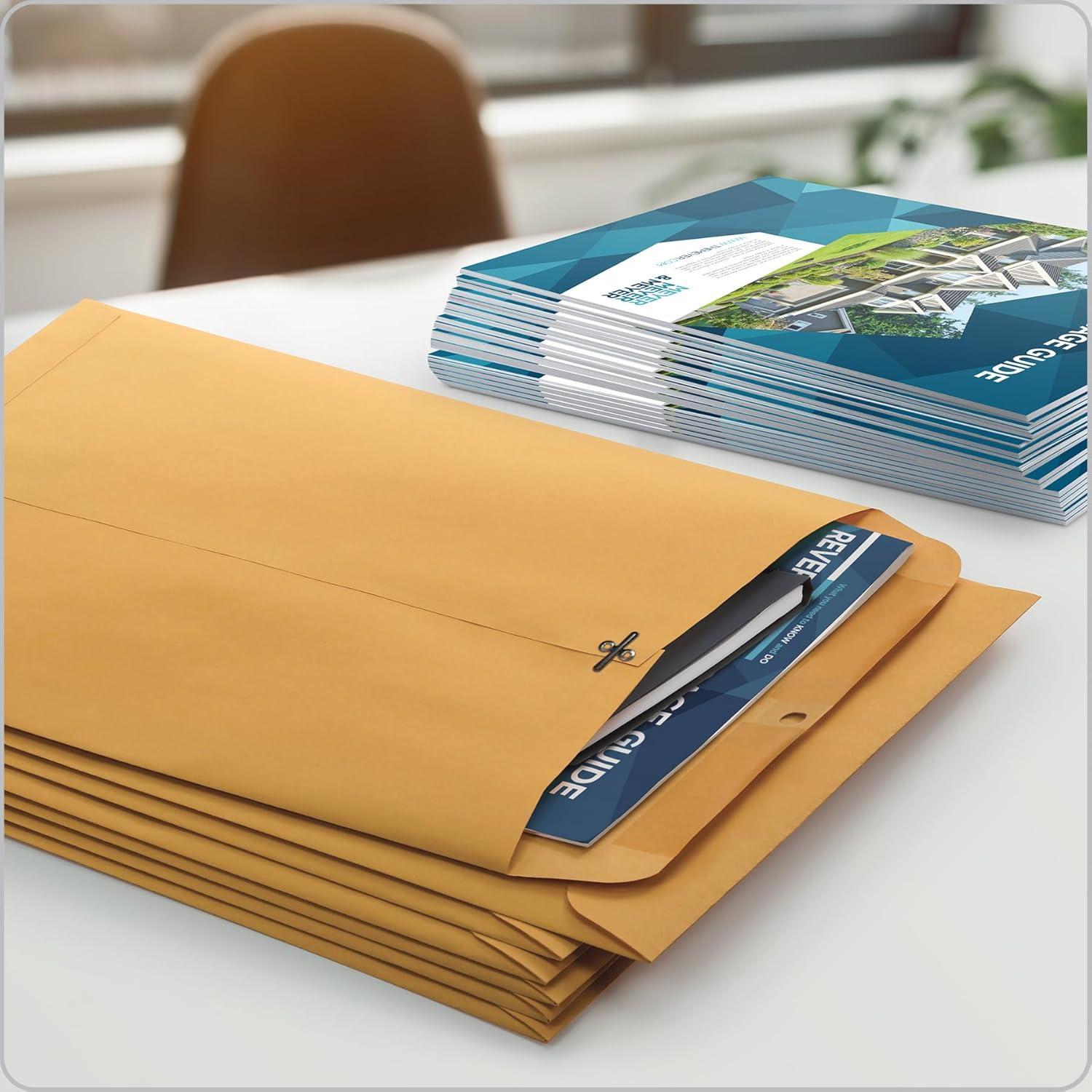 image:imageColumbian 10 x 13 Clasp Envelopes with Clasp Closure and Gummed Seal 32 lb Kraft Paper 100 per Box COLO797