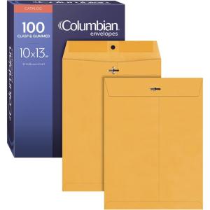 Columbian 10″ x 13″ Clasp Envelopes with Clasp Closure and Gummed Seal, 32 lb Kraft Paper, 100 per Box (COLO797)