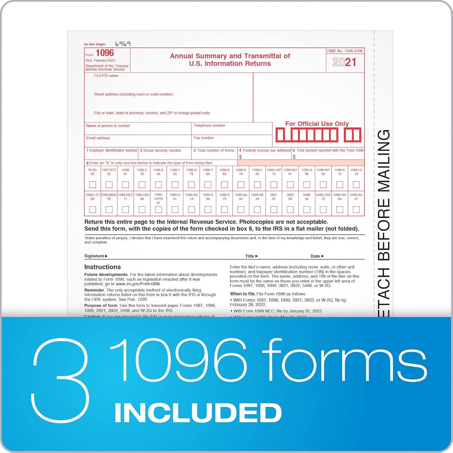 image:imageTops 1099 MISC 2 Up Forms 2021 5 Part 1099 Forms LaserInkjet Tax Form Sets for 50 Recipients Includes 3 1096 Forms TX22993MISC212021 Old Version