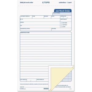 TOPS 3868 Snap-Off Job Work Order Form, 5 2/3″ x 8 5/8″, Three-Part Carbonless (Pack of 50 Forms)
