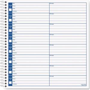 TOPS Spiral Voice Log Book, 2-Sided, 1-Part, 8.5 x 8.25 Inches, 8 Messages per Page, 800-Book (4416), Manila