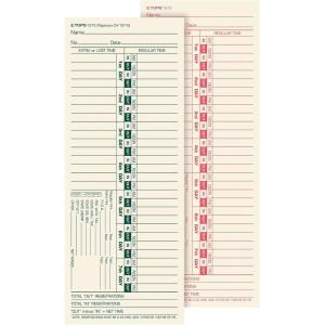 TOPS Time Cards, Bi-Weekly, 2-Sided, Numbered Days, 3-1/2″ x 9″, Manila, Green/Red Print, 500-Count (1275)(3-1/2″ x 9″)