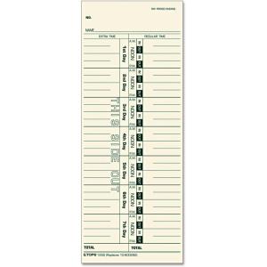 TOPS Time Cards, Weekly, 1-Sided, Numbered Days, 3-1/2″ x 9″, Manila, Green Print, 500-Count (1256)(3-1/2″ x 9″)