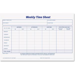 TOPS Weekly Time Sheets, One-Part (No Copies), 8.5 x 5.5, 50 Forms/Pad, 2 Pads/Pack