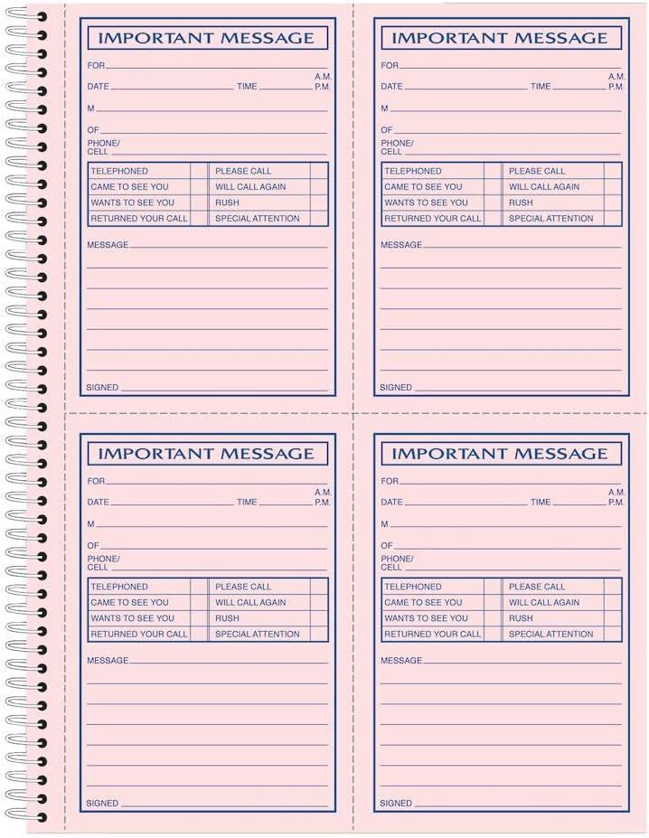 image:imageAdams Important Message Book Spiral 2Part Carbonless PinkCanary 825 x 11 Inches 4 Messages Per Page 200 Sets Per Book SC1184P
