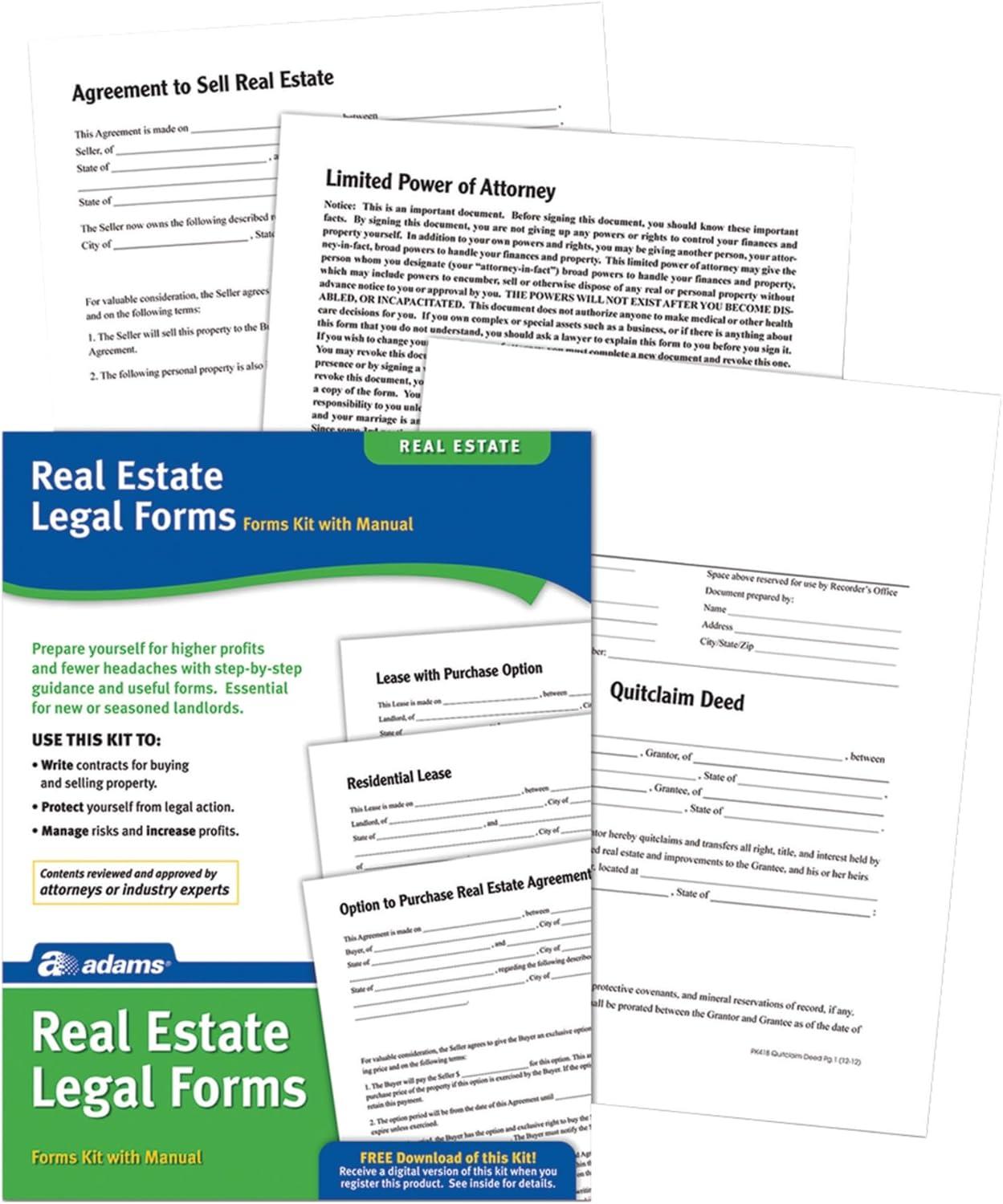 image:imageAdams Real Estate Legal Forms Kit Forms and Instructions PK418