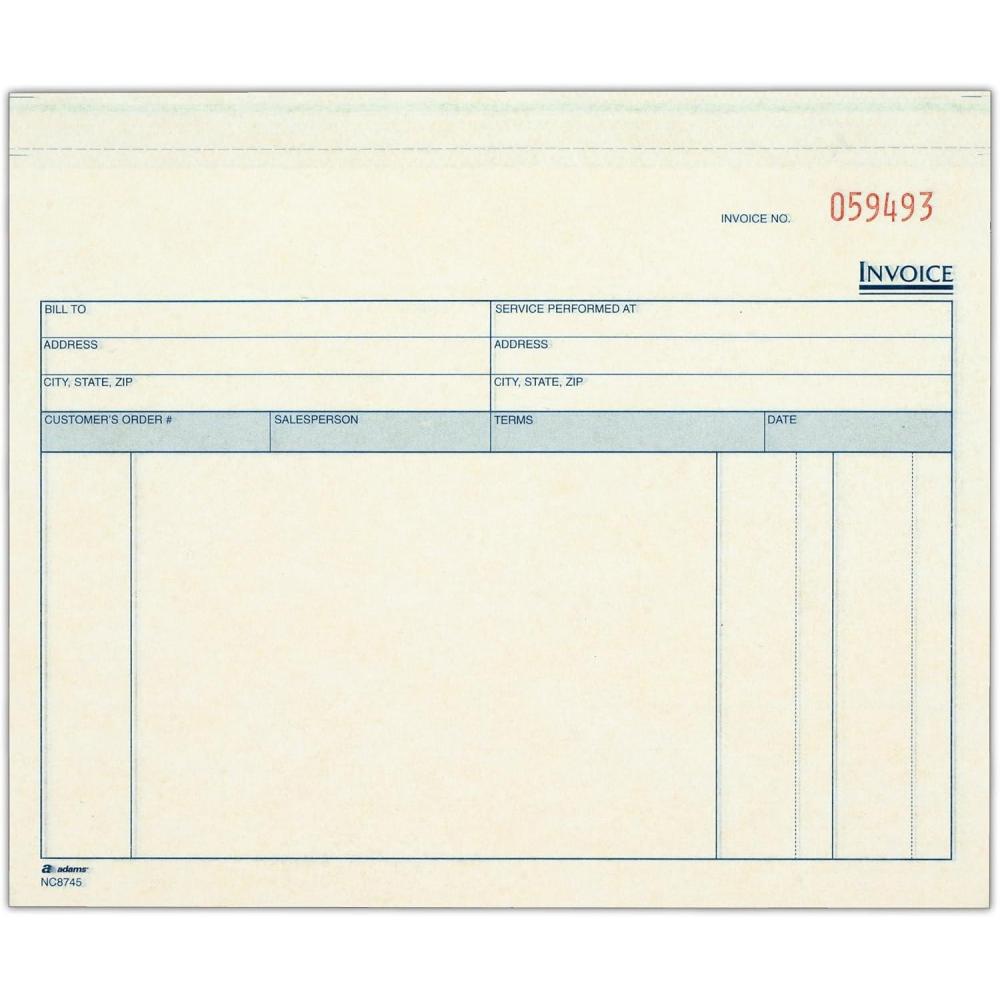 image:imageAdams Invoice for Services Unit Sets 744 x 85 Inches 3Part Carbonless WhiteCanaryPink 50 Sets per Pack NCT874550 Count Pack of 8