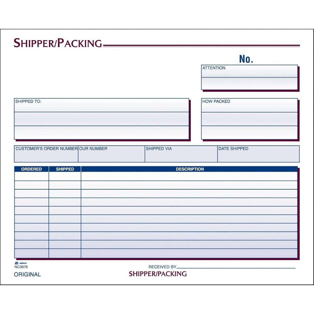 image:imageAdams Shipper and Packing Slip Unit Set 85 x 744 Inch 3Part Carbonless 100Pack White Canary and Pink NC3876