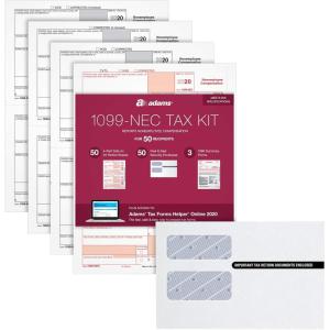 Adams 1099 NEC Forms 2020, Tax Kit for 50 Recipients, 4-Part 1099 Forms, 3 1096, Self Seal Envelopes & Tax Forms Helper Online (TXA2250PS-NEC20), White, 8-1/2 x 11
