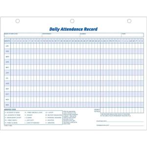 Adams Daily Attendance Record, 8.5 x 11 Inches, 3-Hole Punched, 50-Pack, White (9493)