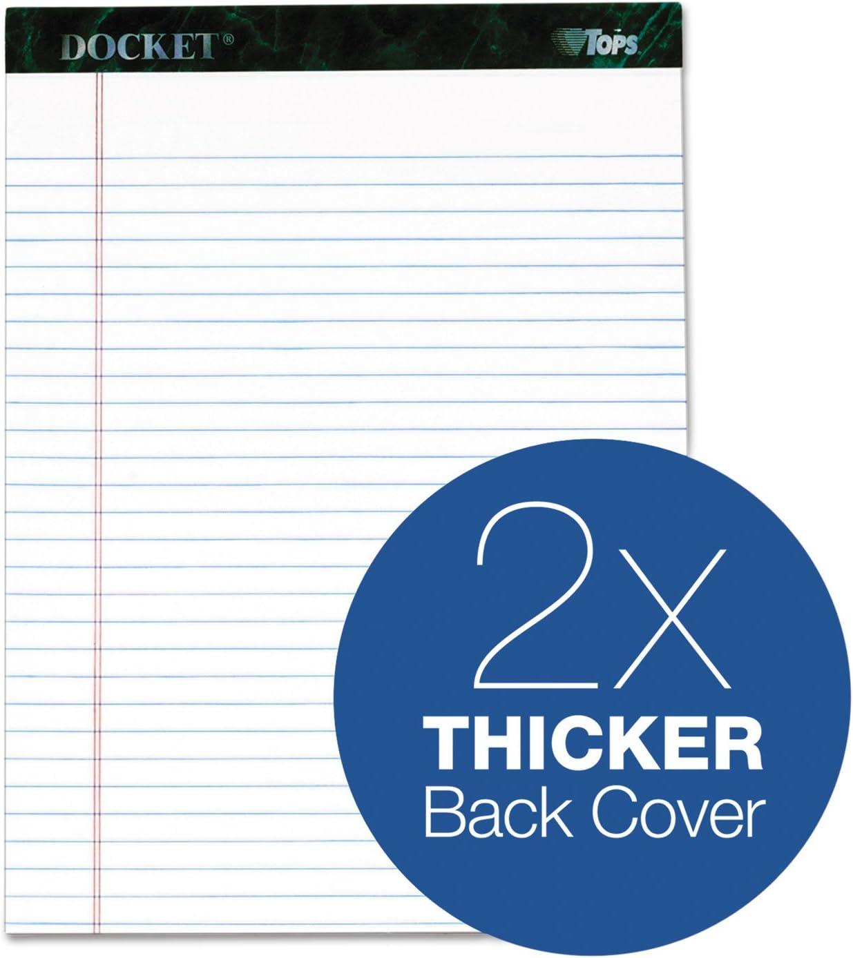 image:imageTOPS Docket Writing Tablet 812 x 1134 Inches Perforated Canary LegalWide Rule 50 Sheets per Pad 6 Pads per Pack 63406White