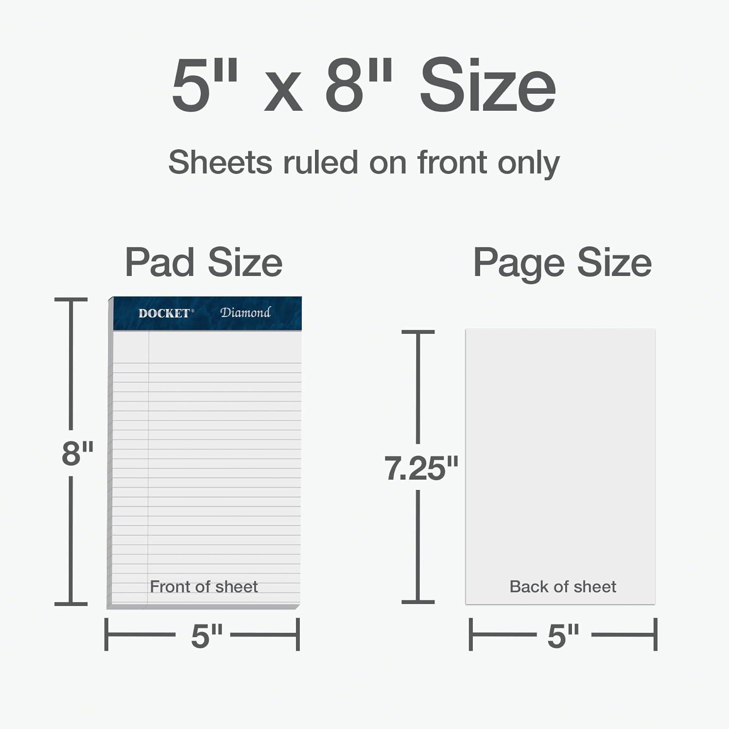 image:imageTops Docket Diamond 100 Recycled Premium Stationery Tablet 5 x 8 Inches Perforated White Narrow Rule 50 Sheets per Pad 4 Pads per Pack 63981Junior Legal 5 X 8