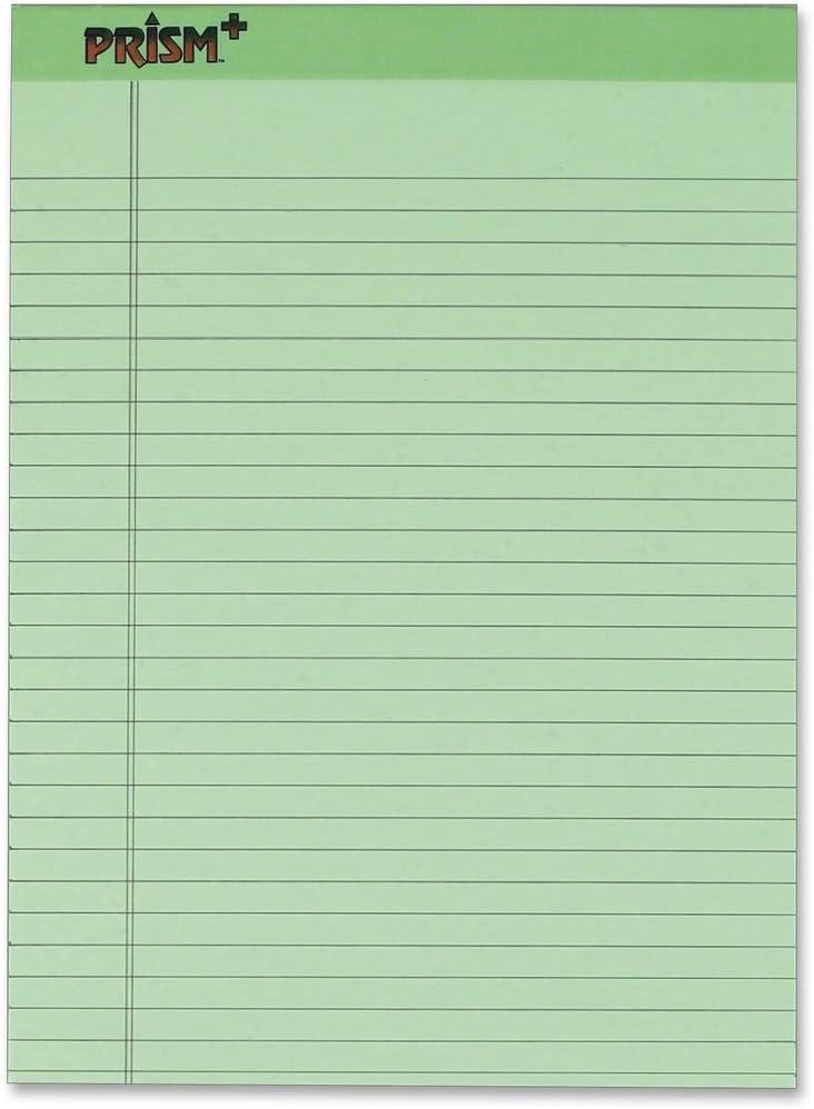 image:imageTops Prism Plus 100 Recycled Legal Pad 812 x 1134 Inches Perforated Green LegalWide Rule 50 Sheets per Writing Pad 12 Pads per Pack 63190Green