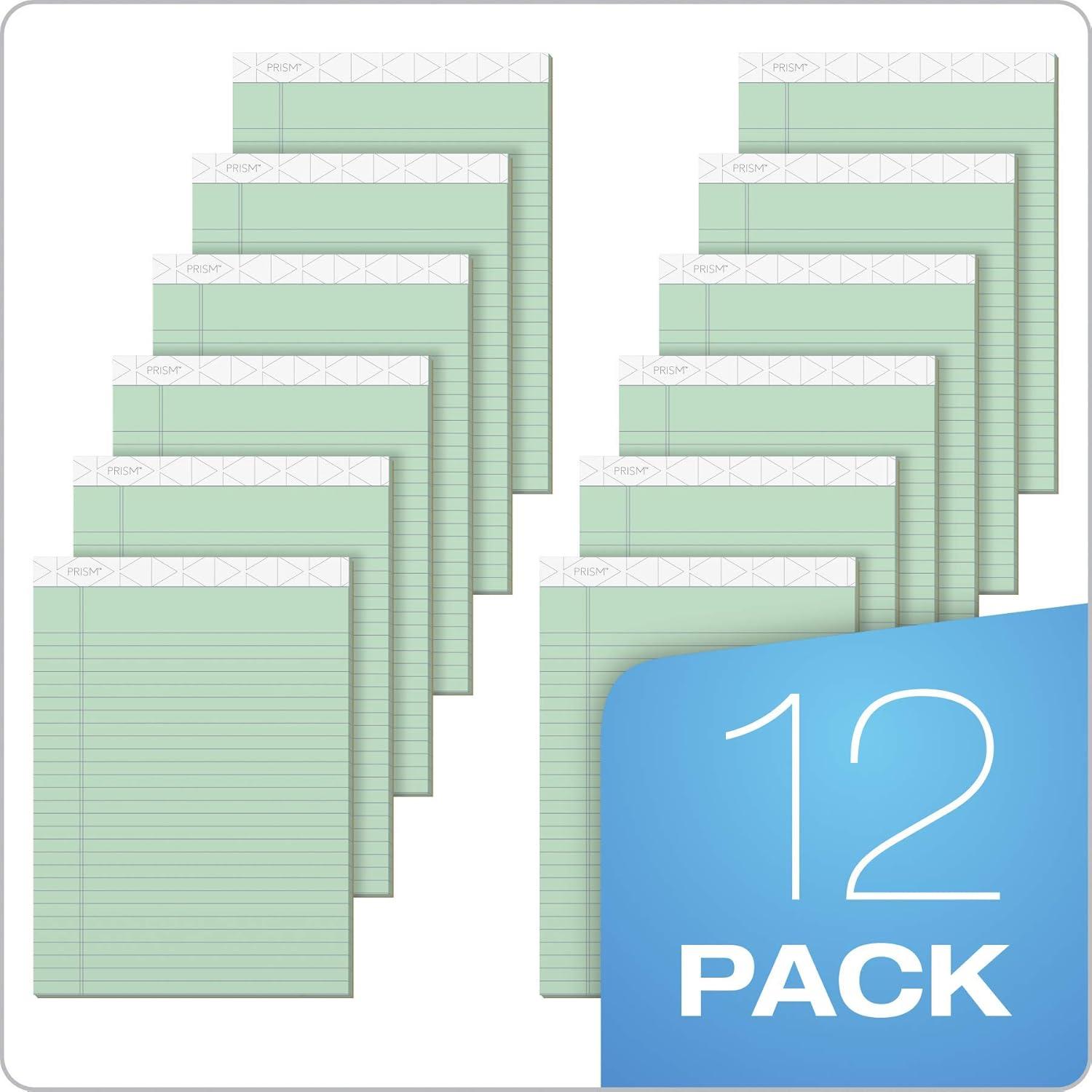 image:imageTops Prism Plus 100 Recycled Legal Pad 812 x 1134 Inches Perforated Green LegalWide Rule 50 Sheets per Writing Pad 12 Pads per Pack 63190Green