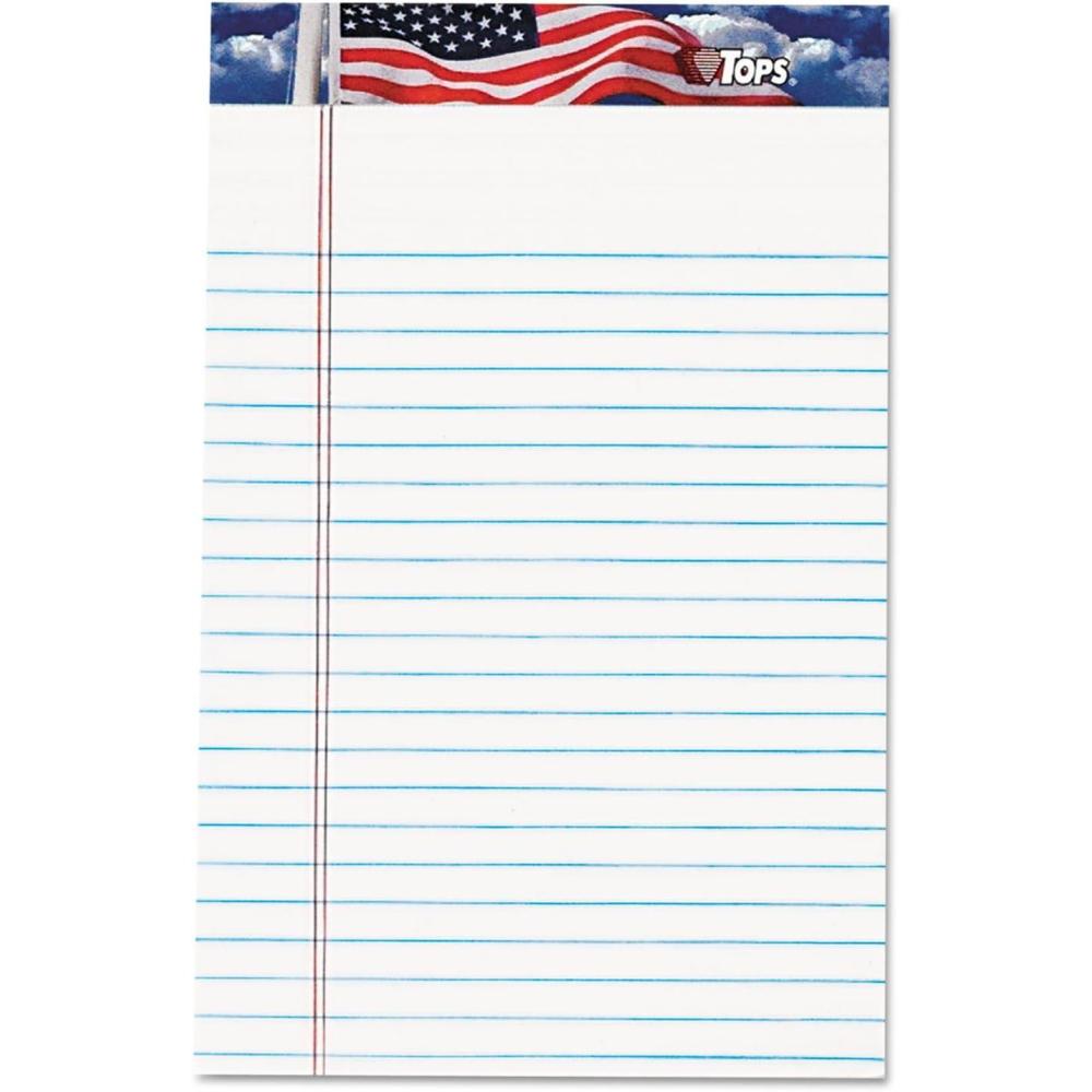 image:imageTOPS 75101 American Pride Writing Pad Narrow 5 x 8 White 50 Sheets Pack of 125 x 8