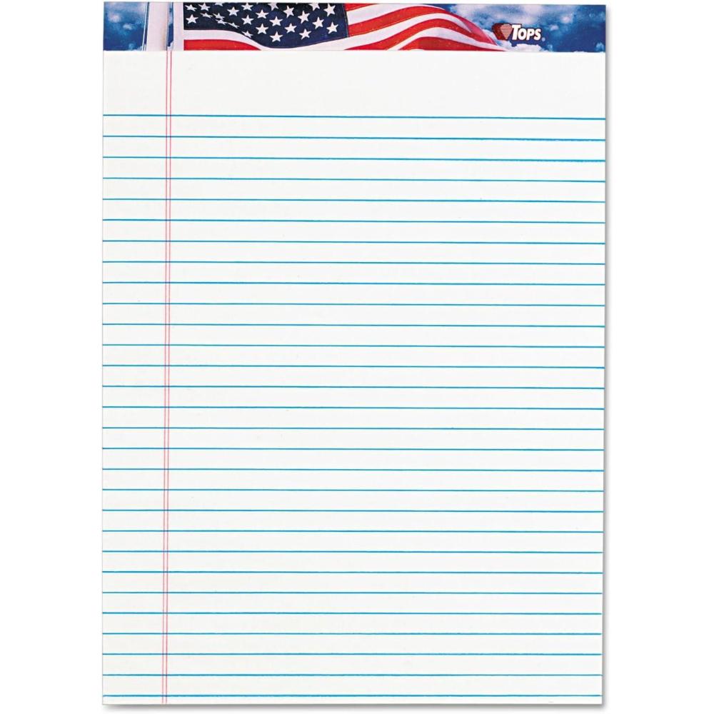 image:imageTOPS American Pride 100 Recycled Writing Tablet 812 x 1134 Inches Perforated White LegalWide Rule 50 Sheets per Pad 12 Pads per Pack 75140