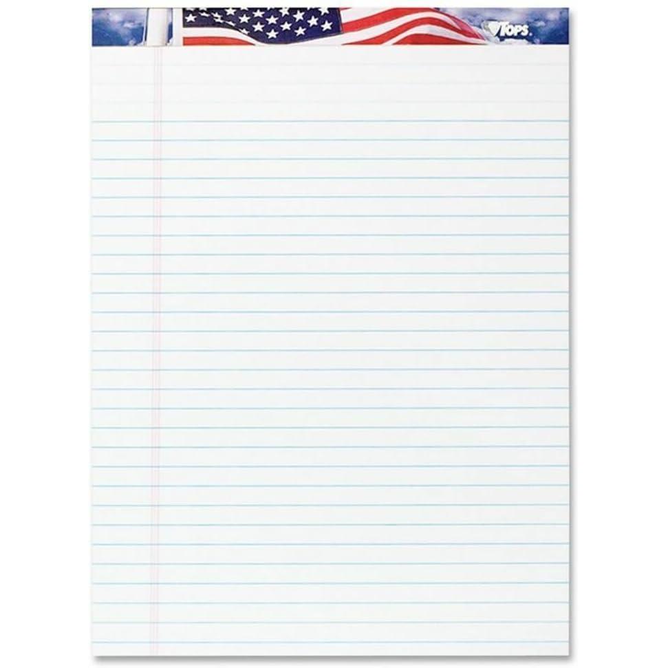 image:imageTOPS American Pride Writing Tablet 812 x 1134 Inches Perforated White LegalWide Rule 50 Sheets per Pad 3 Pads per Pack 75113