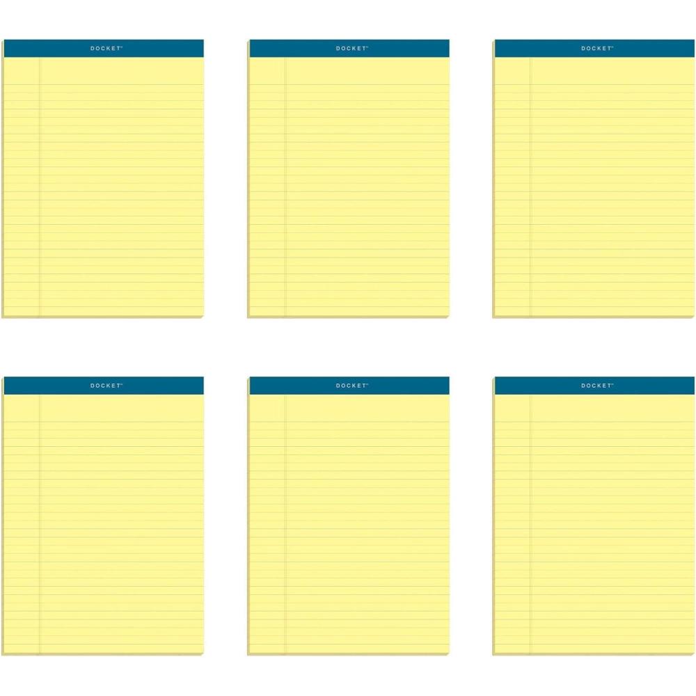 image:imageTOPS Docket Writing Tablet 812 x 1134 Inches Perforated Canary LegalWide Rule 50 Sheets per Pad 6 Pads per Pack 63406Canary