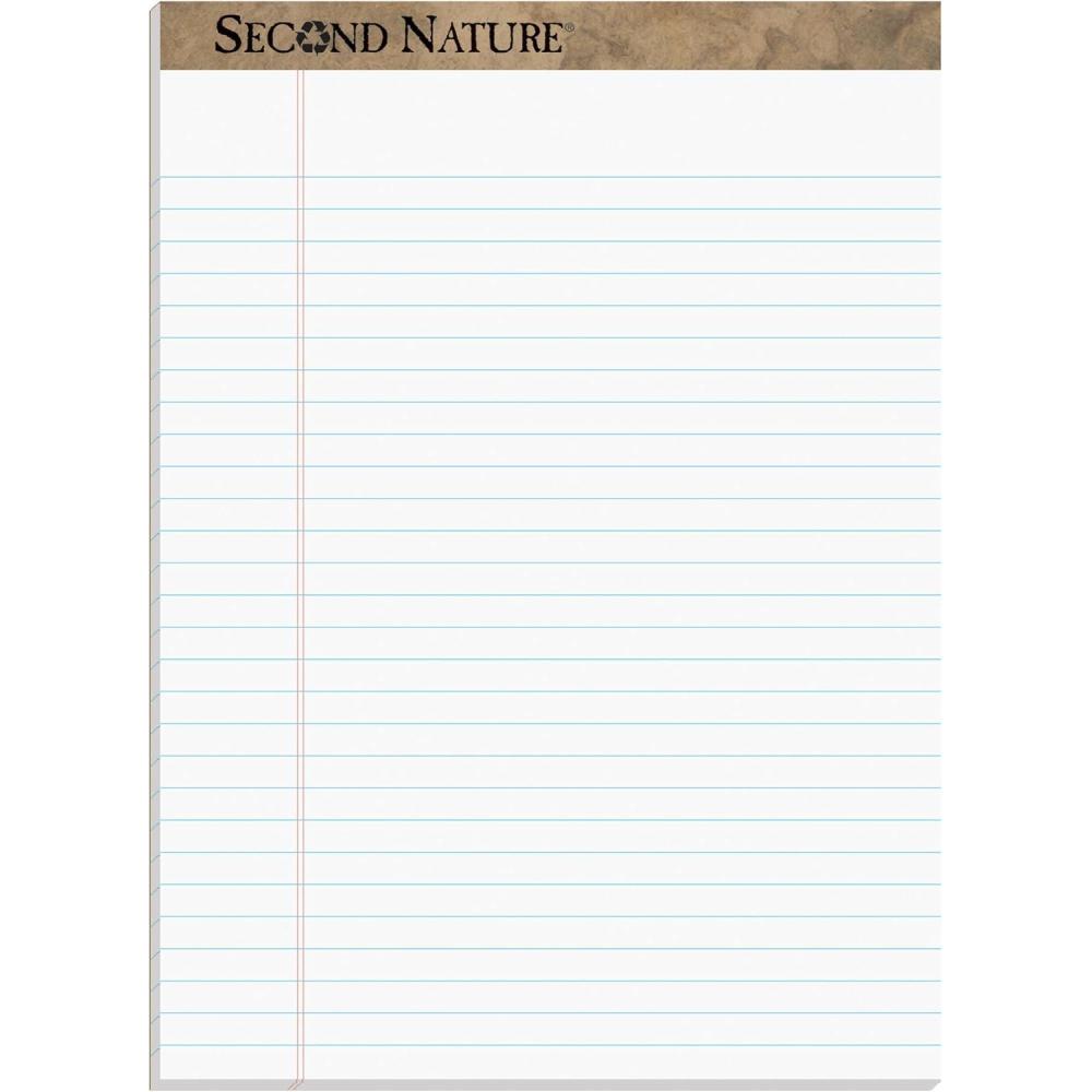 image:imageTOPS Second Nature 100 Recycled 18 lb Legal Pad 812 x 1134 Inches Perforated White LegalWide Rule 50 Sheets per Pad 12 Pads per Pack 74085