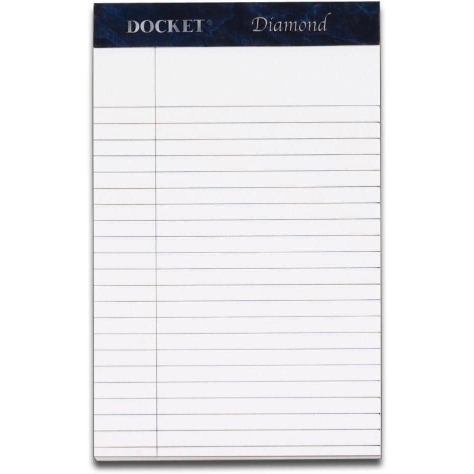image:imageTops Docket Diamond 100 Recycled Premium Stationery Tablet 5 x 8 Inches Perforated White Narrow Rule 50 Sheets per Pad 4 Pads per Pack 63981Junior Legal 5 X 8