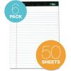 TOPS Docket Writing Tablet, 8-1/2 x 11-3/4 Inches, Perforated, Canary, Legal/Wide Rule, 50 Sheets per Pad, 6 Pads per Pack (63406)(White)