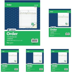 Adams Order Book, 2-Part, Carbonless, White/Canary, 8-3/8 x 10-11/16 Inches, 50 Sets per Book (DC8100) , 1 pack(5 Pack)