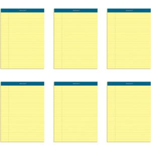 TOPS Docket Writing Tablet, 8-1/2 x 11-3/4 Inches, Perforated, Canary, Legal/Wide Rule, 50 Sheets per Pad, 6 Pads per Pack (63406)(Canary)