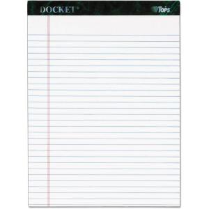 TOPS Docket Writing Tablet, 8-1/2 x 11-3/4 Inches, Perforated, Canary, Legal/Wide Rule, 50 Sheets per Pad, 6 Pads per Pack (63406)(White)