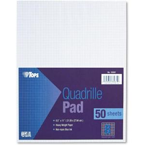 TOPS Quadrille Pad, Gum-Top, 8-1/2 x 11 Inches, Quad Rule , White Paper, 50 Sheets per Pad (33081)