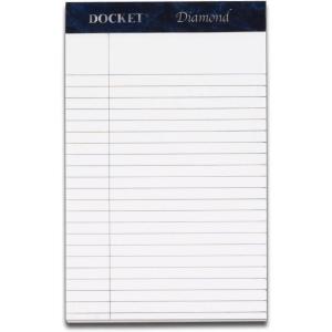Tops Docket Diamond 100% Recycled Premium Stationery Tablet, 5 x 8 Inches, Perforated, White, Narrow Rule, 50 Sheets per Pad, 4 Pads per Pack (63981)(Junior Legal (5″ X 8″))