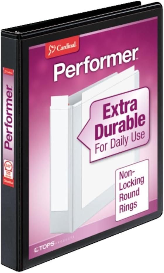 image:imageCardinal 3 Ring Binder Binders for School and Office Durable 3 Inch Performer ClearVue Binder Round Rings 625Sheet Capacity Customizable ClearVue Covers PVCFree Black 67525Black
