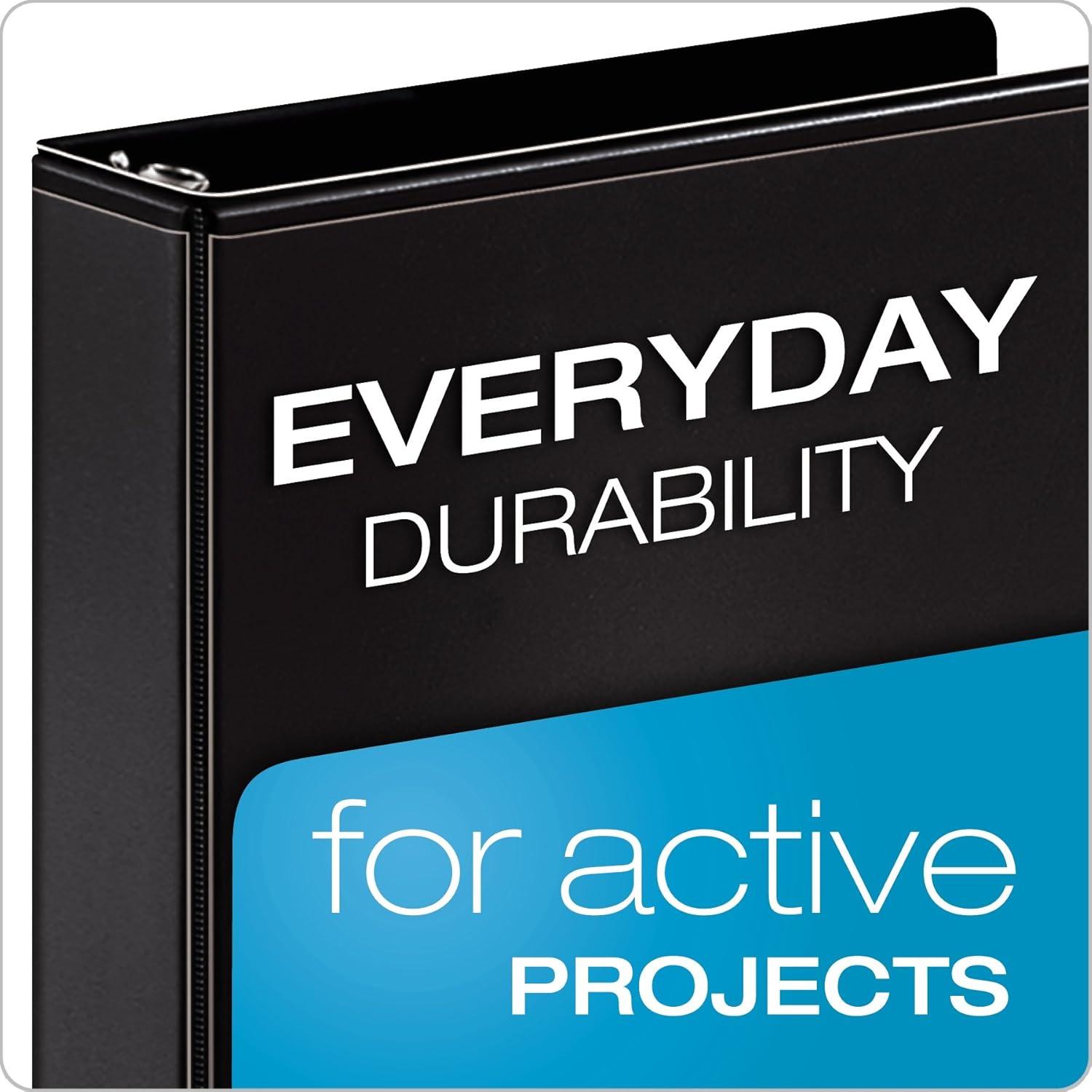 image:imageCardinal 3 Ring Binder Binders for School and Office Durable 3 Inch Performer ClearVue Binder Round Rings 625Sheet Capacity Customizable ClearVue Covers PVCFree Black 67525Black