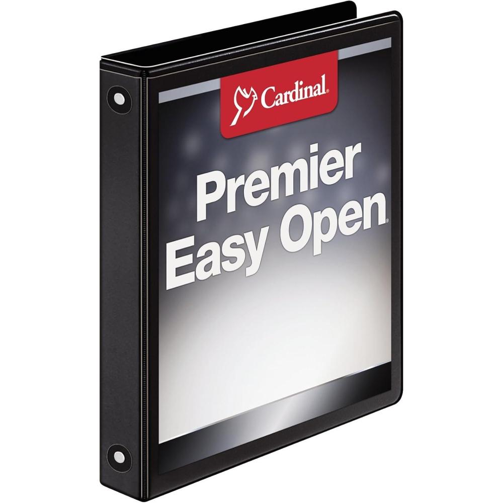 image:imageCardinal 3 Ring Binder 2 Inch Premier Easy Open Binder ONETouch Locking Round Rings 425Sheet Capacity ClearVue Cover PVCFree Black 11121Black