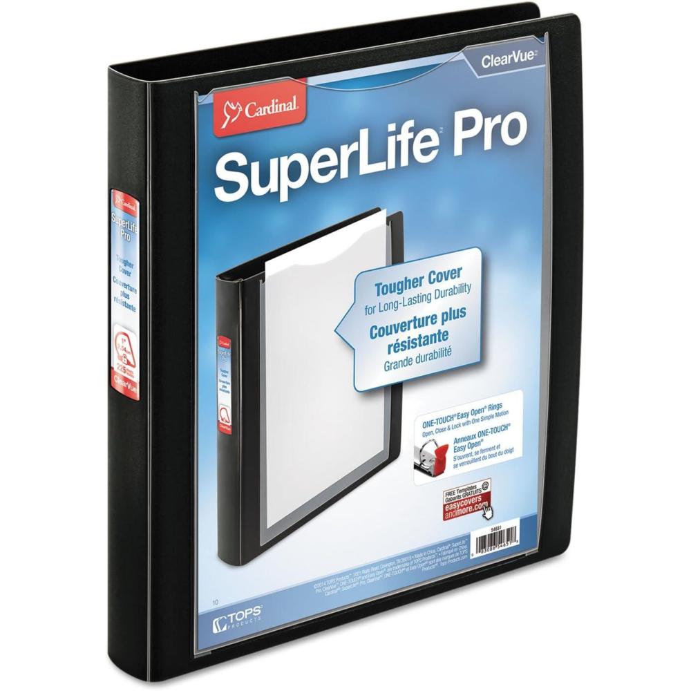 image:imageCardinal SuperLife Pro Easy Open SlantD Binder White 75 x 11 34 x 10 34Black