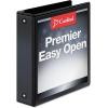 Cardinal 3 Ring Binder, 2 Inch Premier Easy Open Binder, ONE-Touch Locking Round Rings, 425-Sheet Capacity, ClearVue Cover, PVC-Free, Black (11121)(Black)