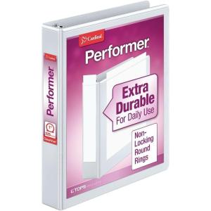 Cardinal 3 Ring Binder, Binders for School and Office, Durable 3 Inch Performer ClearVue Binder, Round Rings, 625-Sheet Capacity, Customizable ClearVue Covers, PVC-Free, Black (67525)(White)